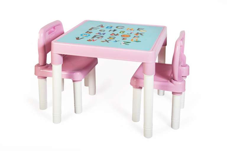 Carrefour - Zestaw Mebli Dla Dzieci Alfa Stolik Dwa Krzesła Różowy TS Interior