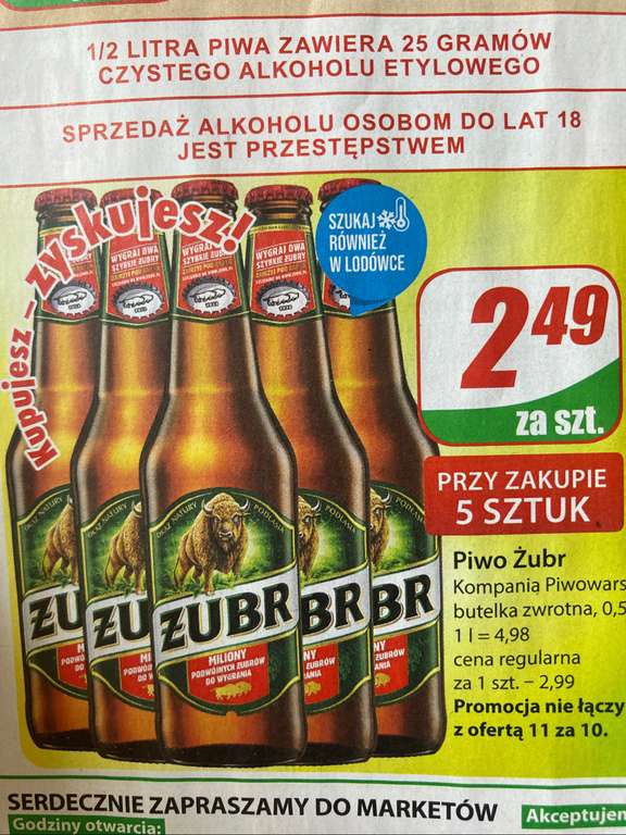 Piwo Żubr 500ml DINO