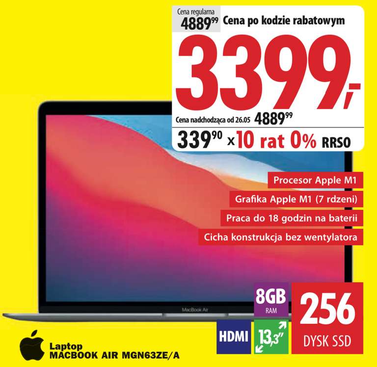 APPLE MacBook Air 13.3" M1 8GB RAM 256GB SSD
