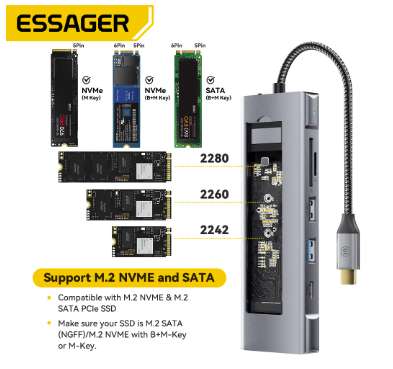 Hub USB-C Essager ze slotem na dysk SSD M.2 @ AliExpress