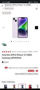 Smartfon APPLE iPhone 14 128GB Fioletowy MPV03PX/A