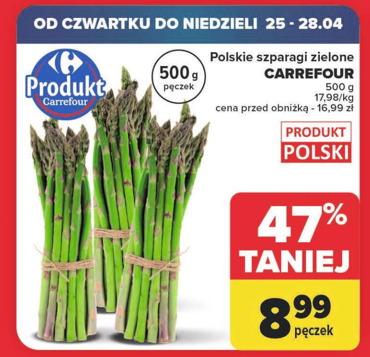 Polskie szparagi zielone 500g @Carrefour