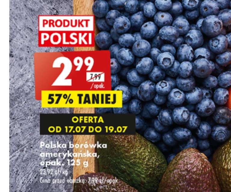 Borówka amerykańska z Polski 2,99 zł za 125g Biedronka