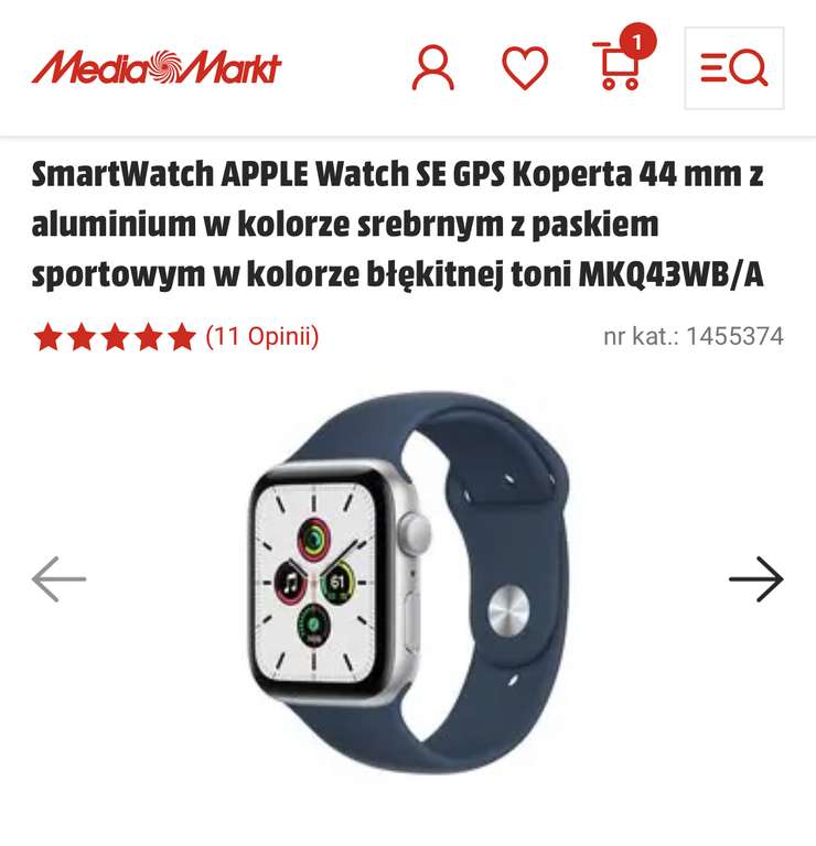 SmartWatch Apple Watch SE GPS 44 mm MKQ43WB/A zbiorcza