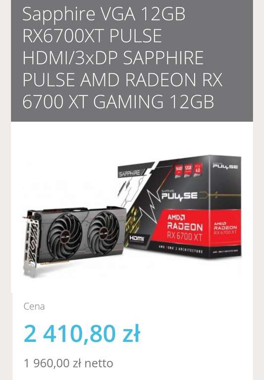Karta graficzna SAPPHIRE PULSE AMD RADEON RX 6700 XT GAMING 12GB