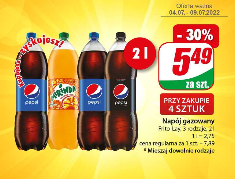 Pepsi i mirinda 5,49 szt. przy zakupie 4 Dino
