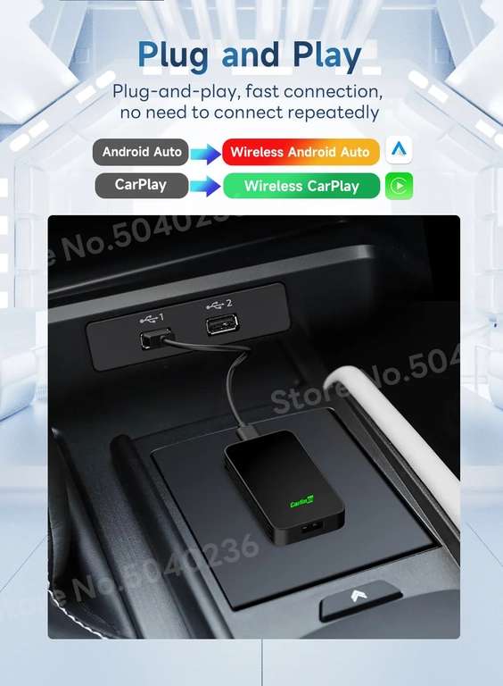 Adapter CarlinKit 4.0 CP2A lub 5.0 2air, bezprzewodowy bezprzewodowy Android Auto CarPlay | Wysyłka z CN | $32.70 @ Aliexpress