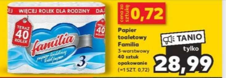 Papier Toaletowy Familia 40 rolek / 3 warstwy - 28,99 PLN @Kaufland