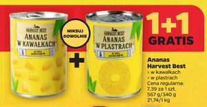 Ananas w kawałkach/plastrach puszka 570g/340g 1+1 gratis @Netto