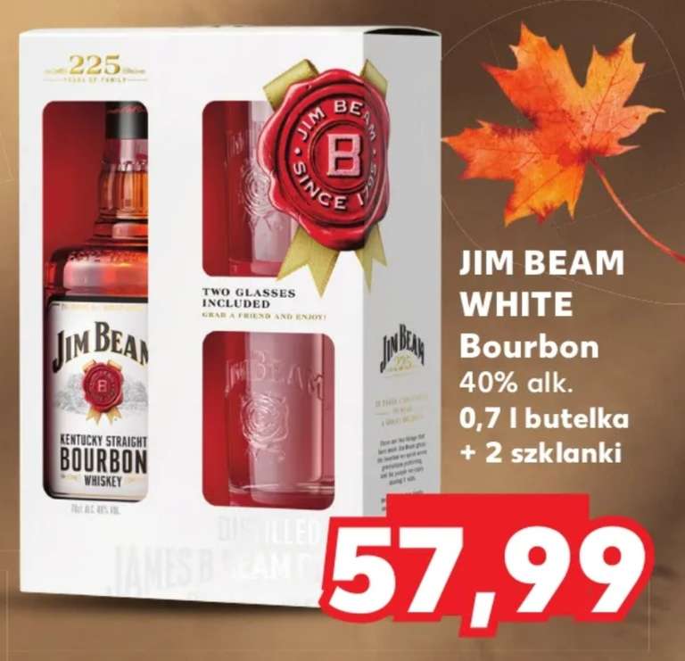 Jim Beam White Bourbon Whiskey 0,7 + 2 szklaneczki