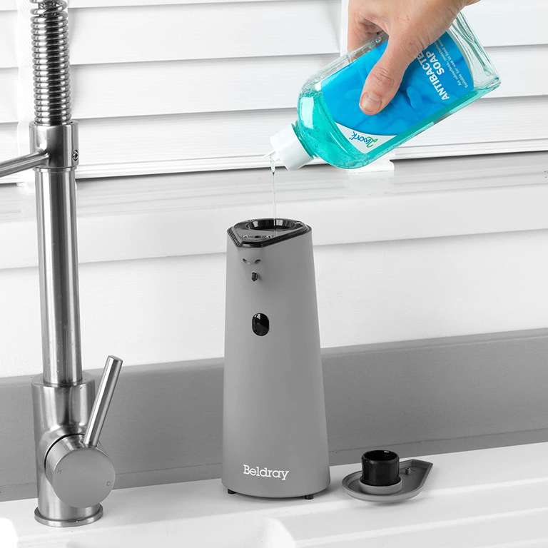 Automatyczny, bezdotykowy dozownik mydła Beldray LA047109BLKEU7 z czujnikiem podczerwieni, kolor szary matowy, pojemność 230 ml