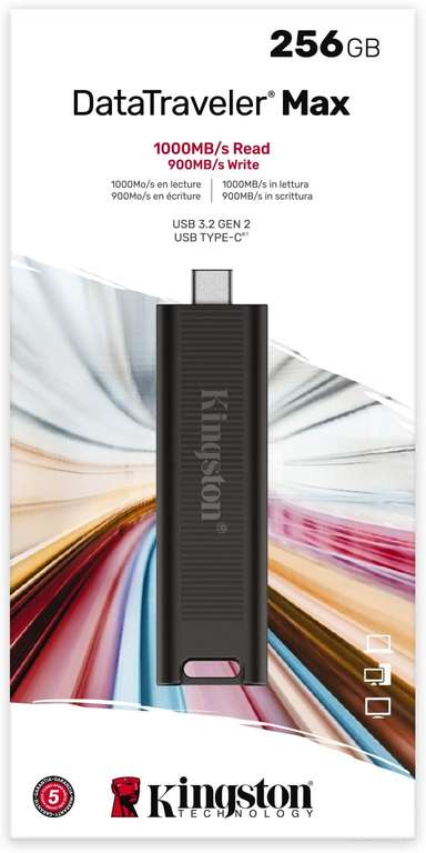 Kingston DataTraveler Max USB-C 3.2 Gen 2 pamięć flash 256 GB zapis/odczyt - 900/1000 MB/s - prędkość lepsza od dysku SSD