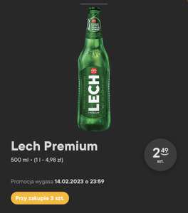 Piwo Lech Premium 500ml za 2,49zł przy zakupie 3 sztuk ze zwrotem butelek @Żabka
