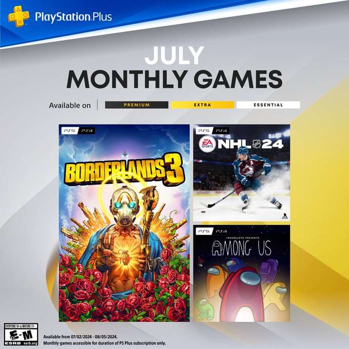 PlayStation Plus Essential - Lipiec '24: Borderlands 3, NHL 24, Among Us (PS4, PS5)