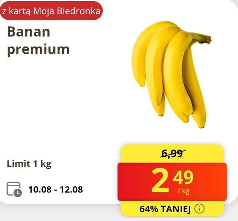 Banany 1kg. Biedronka (dla wybranych kont)