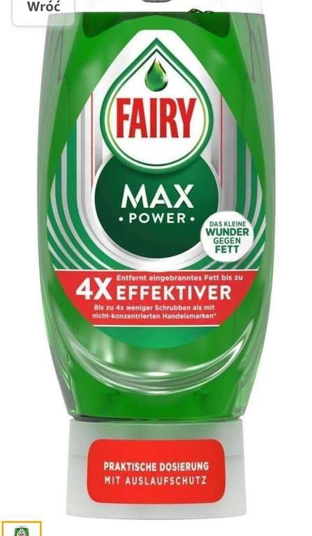 Fairy Max Power 370ml (limit 1 sztuka) darmowa z @ Prime
