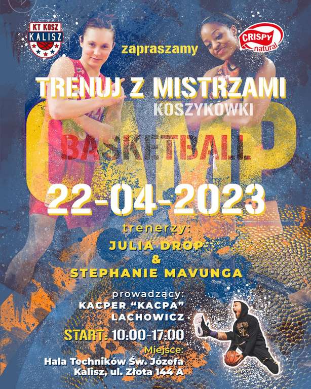 Warsztaty pod nazwą „Crispy Basketball Camp 2023” z mistrzami koszykówki w Kaliszu. Trwają zapisy na bezpłatne zajęcia