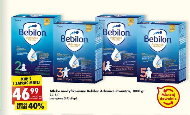 Mleko modyfikowane Bebilon 2,3,4,5 - 1000g (cena przy zakupie dwóch) @Biedronka