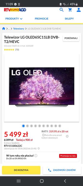 Telewizor LG OLED65C11LB DVB-T2/HEVC (stacjonarnie)