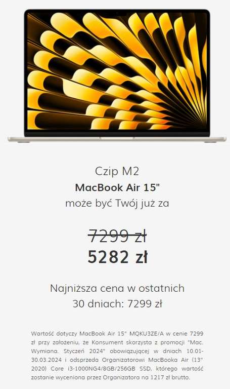 800 zł bonus od iSpot na zakup nowego MacBook Air M1/M2 przy wymiane swojego starego laptopa