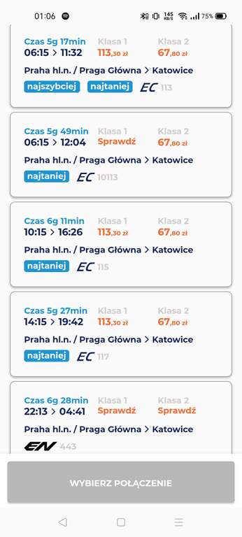 Bilety kolejowe Katowice/Kraków - Praga - Katowice/Kraków