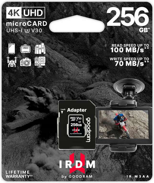 Karta pamięci Goodram IRDM microSD 256GB UHS-I U3 V30 100/70Mb/s