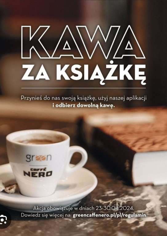 Kawa za książkę w Green Caffe Nero