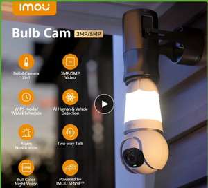 Żarówka IMOU Kamera 3MP/5MP 3K QHD Żarówka i kamera 2 w 1 Wi-Fi Dwukierunkowa rozmowa z monitoringiem CCTV