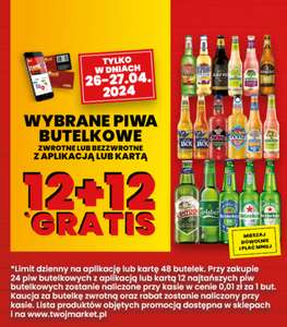 Wybrane piwa w butelkach zwrotnych lub bezzwr. 12+12 gratis @Twój Market