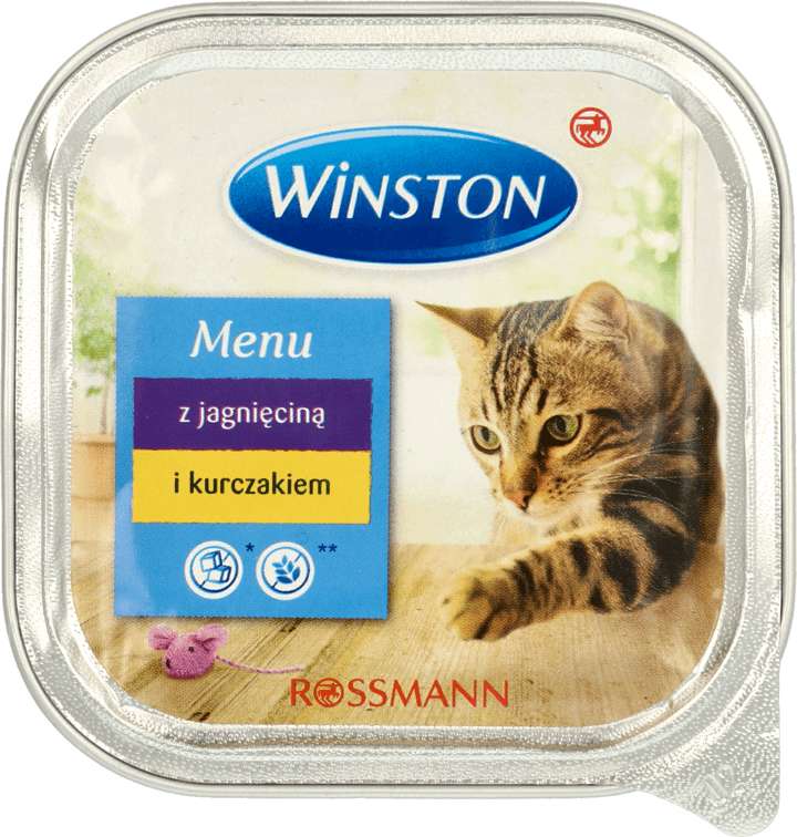 WINSTON Menu karma pełnoporcjowa, mokra dla dorosłych kotów z jagnięciną i kurczakiem 100g