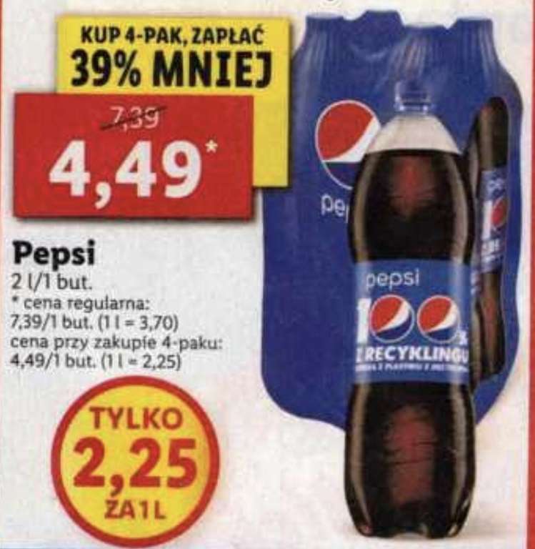 Pepsi 2L kup 4pak cena za 1L-2,25 w Lidl