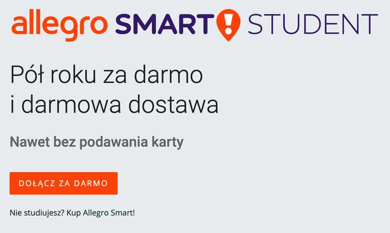 Allegro SMART STUDENT - 6 miesięcy bezpłatnego Allegro Smarta dla studentów