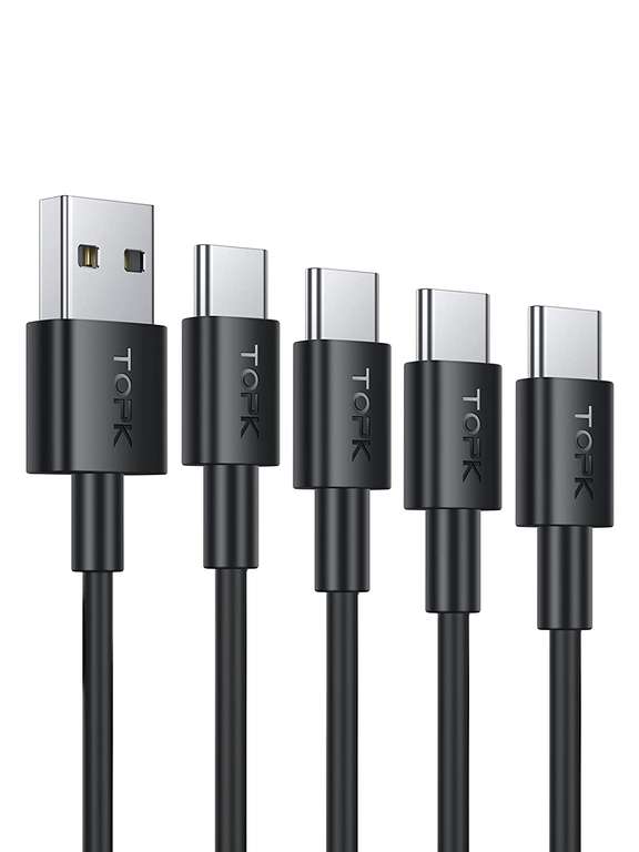 TOPK Kabel USB A do USB C [4 sztuki 1m,1m,2m,2m] 3A KUPON na 24 zł