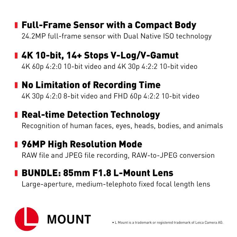 Panasonic LUMIX S5 S 20-60mm F3.5-5.6 Lens Kit (DC-S5KK) + S 85mm F1.8 L Mount Interchangeable Lens (S-S85)