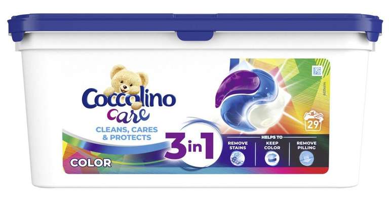 Kapsułki do prania COCCOLINO Care 3 in 1 Color 29 szt - dostępne tylko stacjonarnie