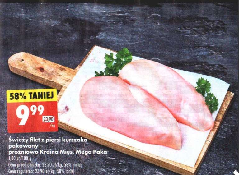 Świeży filet z piersi kurczaka pakowany próżniowo Kraina Mięs Mega Paka 9.99 za kg - Biedronka
