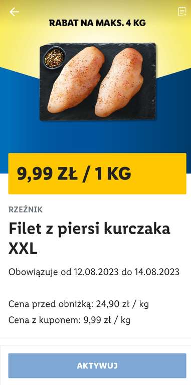 Filet z piersi kurczaka XXL 1kg @Lidl