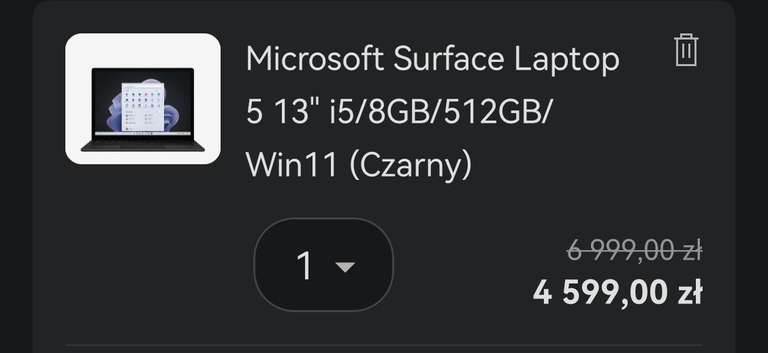 Microsoft Surface Laptop 5 13" i5/8GB/512GB/Win11 (Czarny)