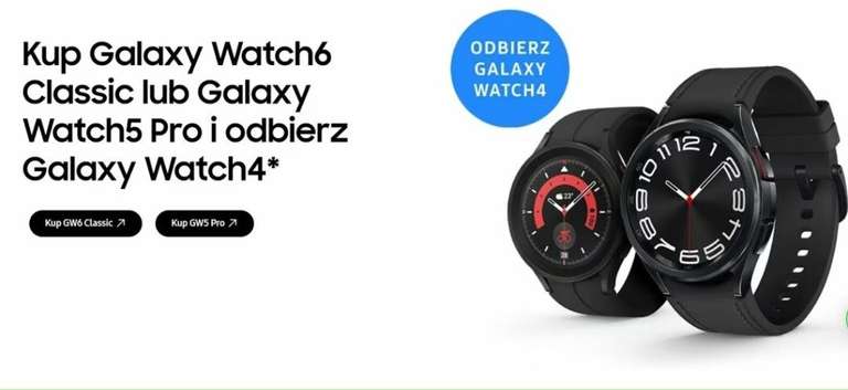 Promocja ECOSYSTEM: Smartwatch Galaxy Watch6 Classic lub Galaxy Watch5 Pro w zestawie ze Smartwatchem Galaxy Watch4 40 mm