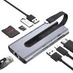 HUB USB-C 8 w 1 (HDMI 4k/30Hz, LAN, SD, microSD, 3x USB-A, PD 100W) @ ESR