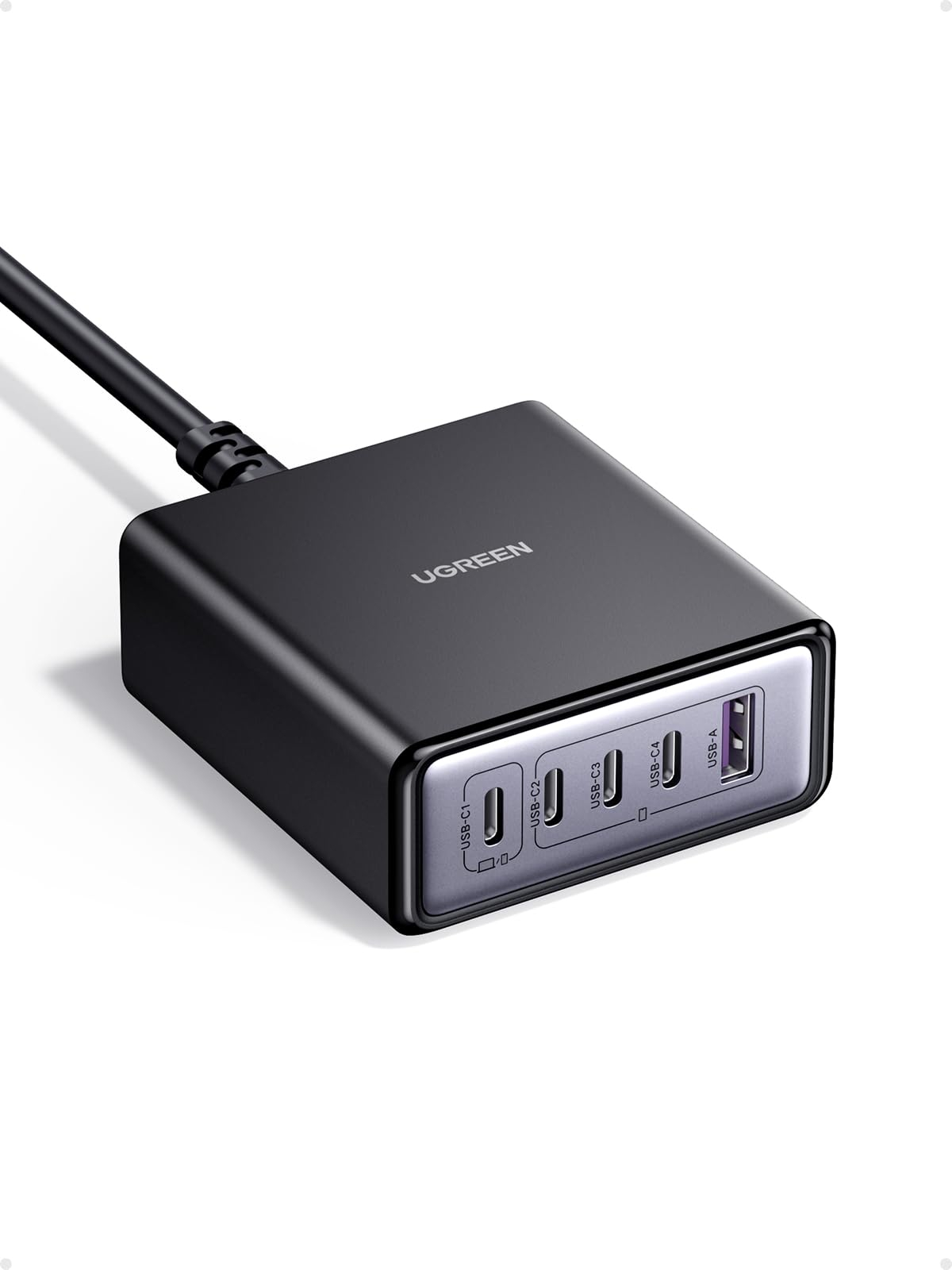 UGREEN ładowarka GaN 65 W 5-portowa 4x USB-C + USB-A z przewodem 2 m