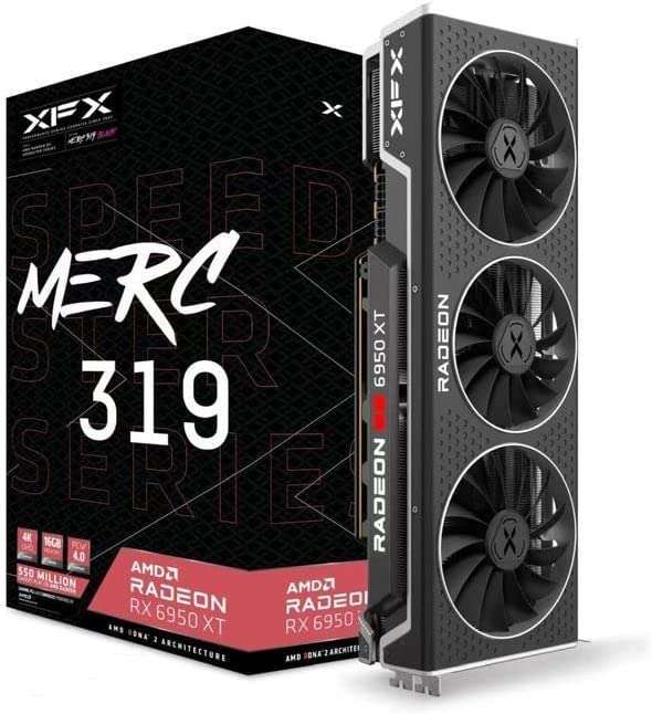 XFX Speedster MERC319 RX 6950XT czarna karta graficzna do gier z 16 GB GDDR6 HDMI 3xDP, AMD RDNA 2 - RX-695XATBD9