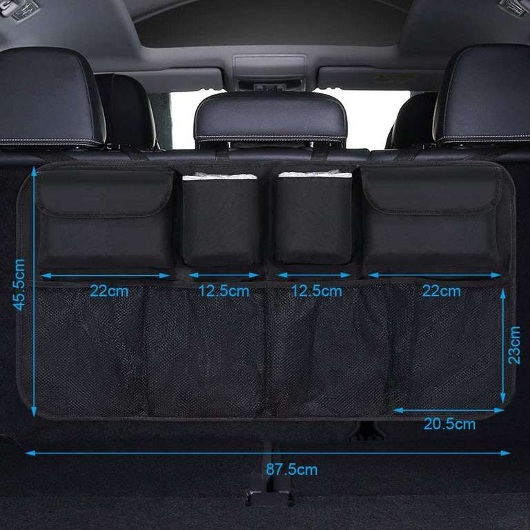 URAQT Organizer na siedzenia samochodowe z 8 dużymi kieszeniami, Wodoodporna tkanina oxford, ochrona oparcia samochodowego, składany 45x87cm