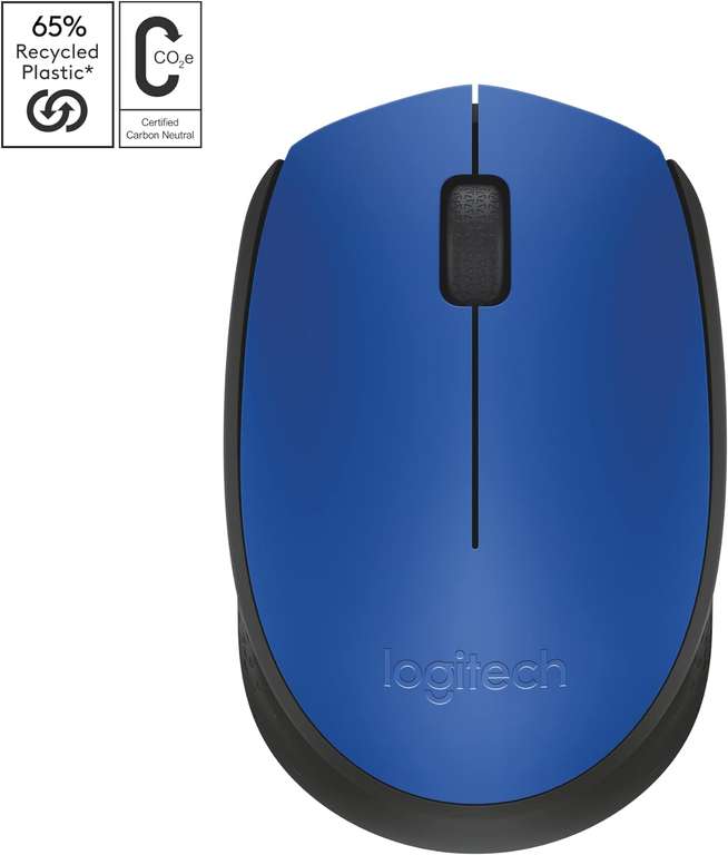 Mysz bezprzewodowa Logitech M171 do PC, Mac, Laptopów - 2.4 GHz, niebieska lub czarna