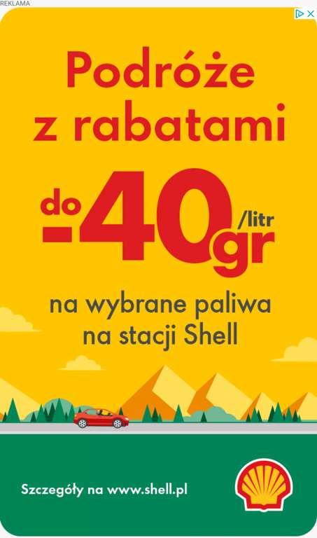 Rabat na paliwa Shell do -40 gr. V-Power i pozostałe