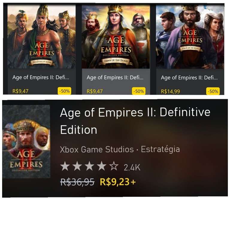 Age of Empires zbiorcza. Age of Empires DE (I, II lub III)- 8,72 zł, dodatki od 4,36 zł, @BRL MS store @PC