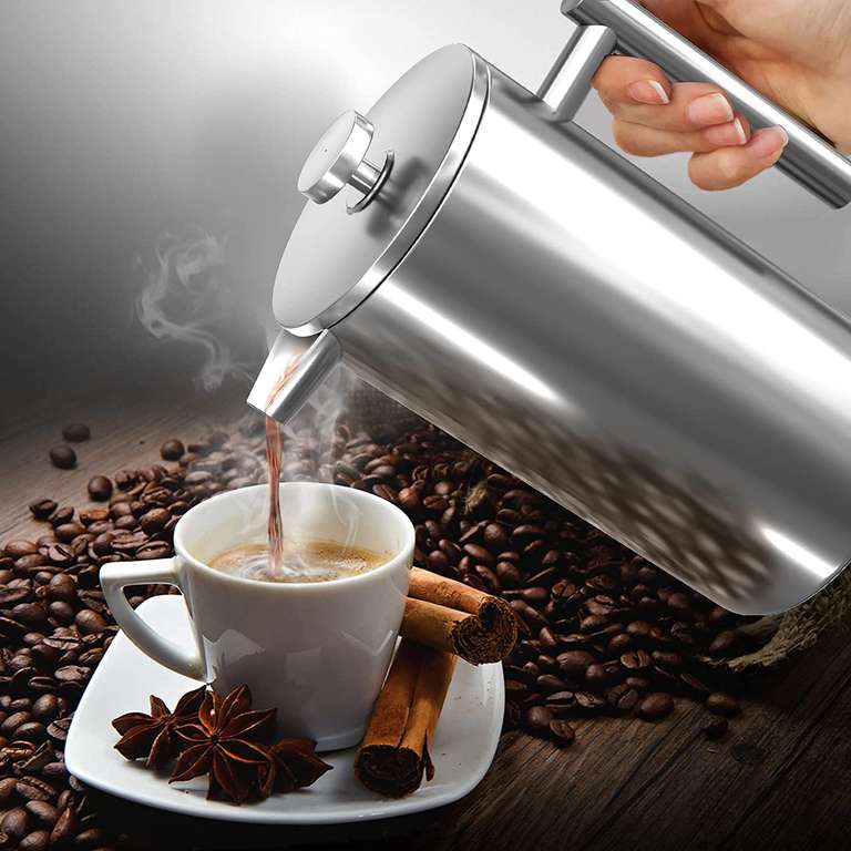 Zaparzacz do Kawy - 1 Litr (34oz) Dwuwarstwowe 100% Stal Nierdzewna
