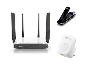 Zestaw Wifi AC dla domu Zyxel (router+wzmacniacz+karta wifi USB)
