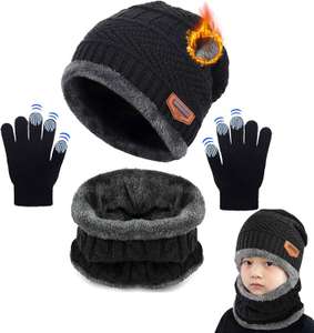 Zestaw 3 w1 Zimowa czapka, szalik i rękawiczki do ekranów dotykowych dla dzieci