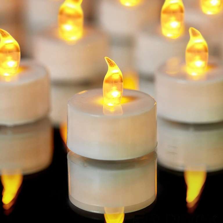 YIWER Świece LED, 50 sztuk LED świeczki typu tealight CR2032 zasilane na baterie świece bezpłomieniowe (ciepłe żółte 50 szt.)